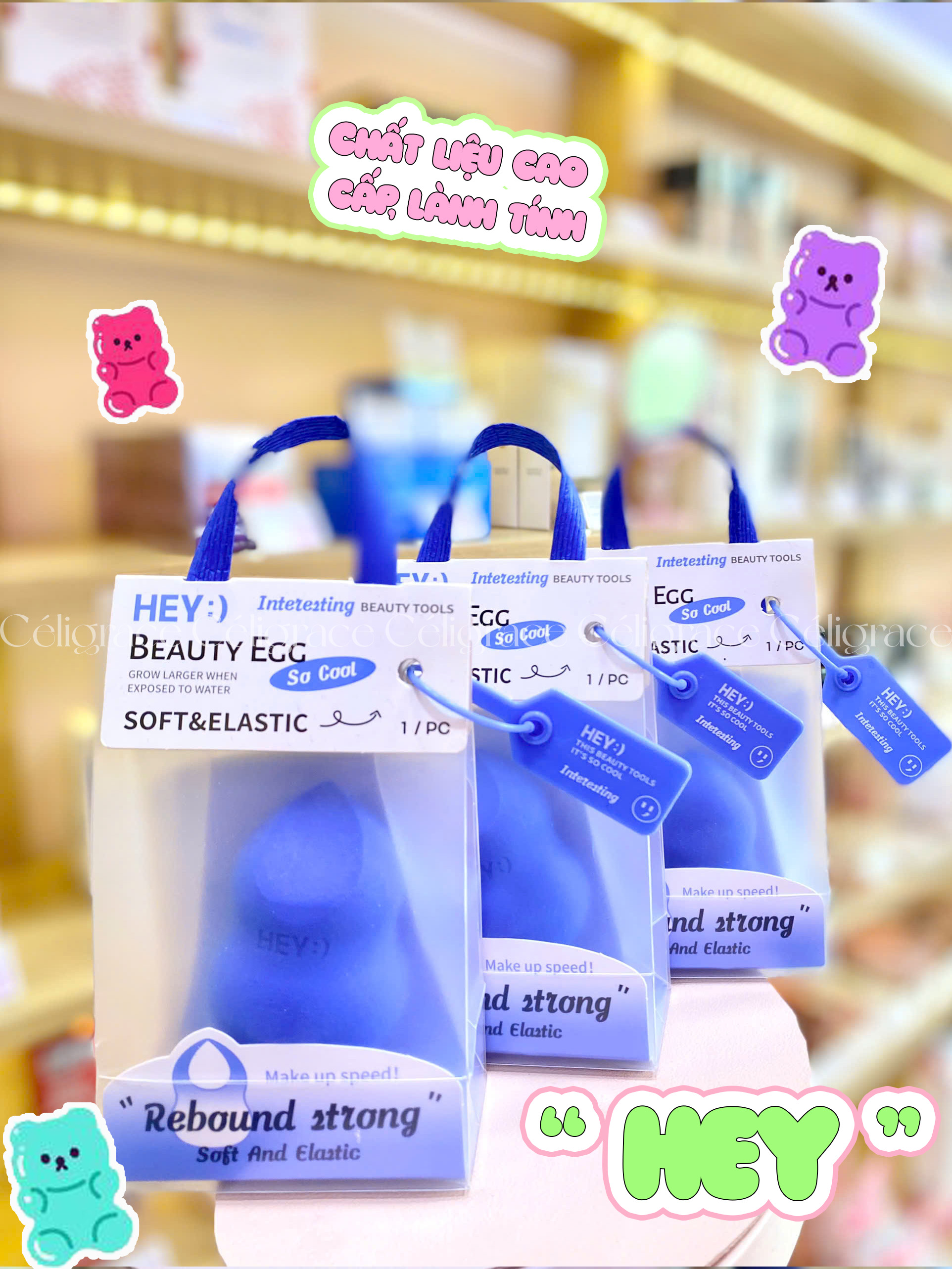 [HEY-KMHDP] H-9001 - Bông Mút Trang Điểm Nền HEY Beauty Egg Hình Hồ Lô Vạt Xéo 24g