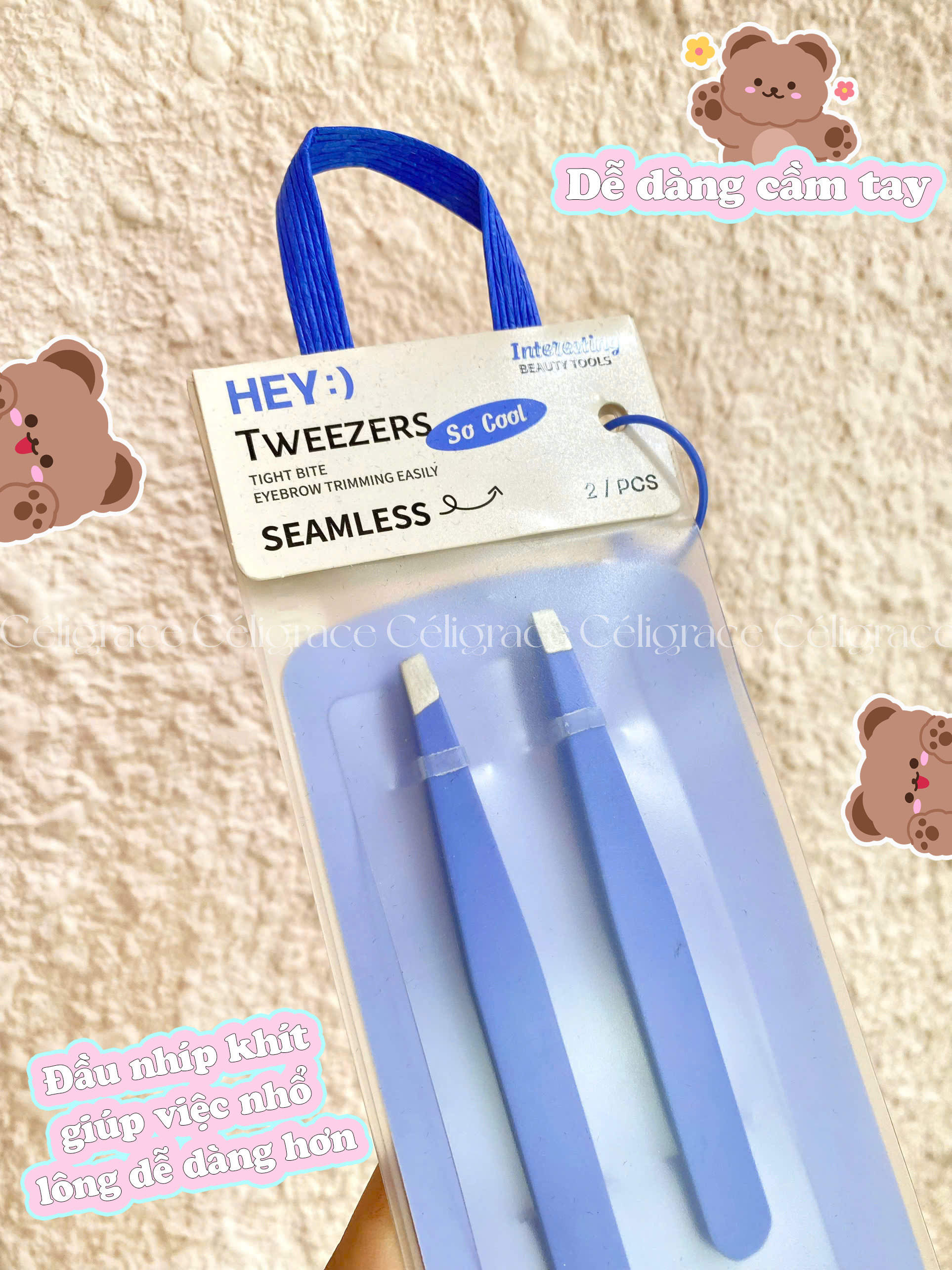 H-9028 - Set 2 Nhíp Tỉa Lông Mày HEY Eyebrow Tweezers 45g (Xanh)