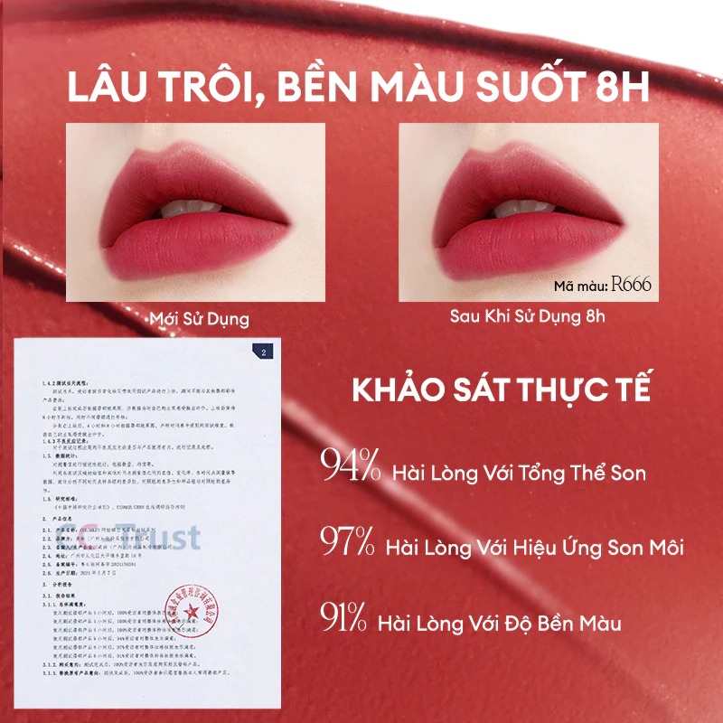Son Kem Nhung, Mịn Lì Colorkey Airy Velvet Lip Lacquer 2.5g (Phiên Bản Mới)