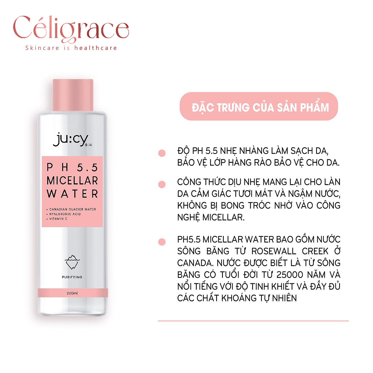 Nước Tẩy Trang Ju:cy pH 5.5 Micellar Water 200ml