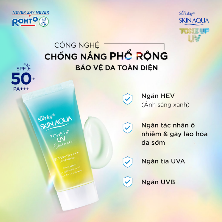 Tinh Chất Chống Nắng Sunplay SKIN AQUA Hiệu Chỉnh Sắc Da Tone Up UV Essence Mint Green SPF50+ PA++++ 50g (Xanh Lá-Tuýp)