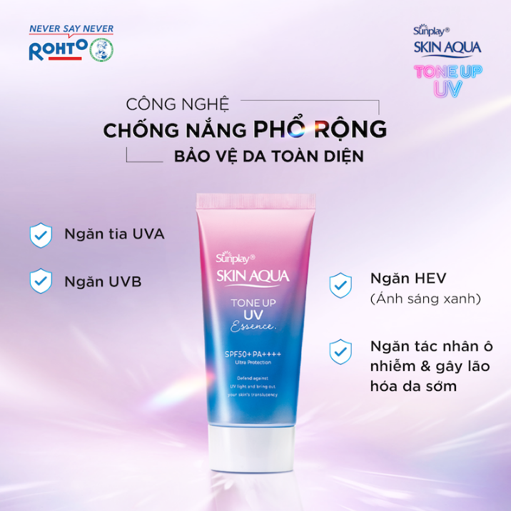 Tinh Chất Chống Nắng Sunplay SKIN AQUA Hiệu Chỉnh Sắc Da Tone Up UV Essence - Lavender SPF50+/PA++++ 50g (Tím-Tuýp)