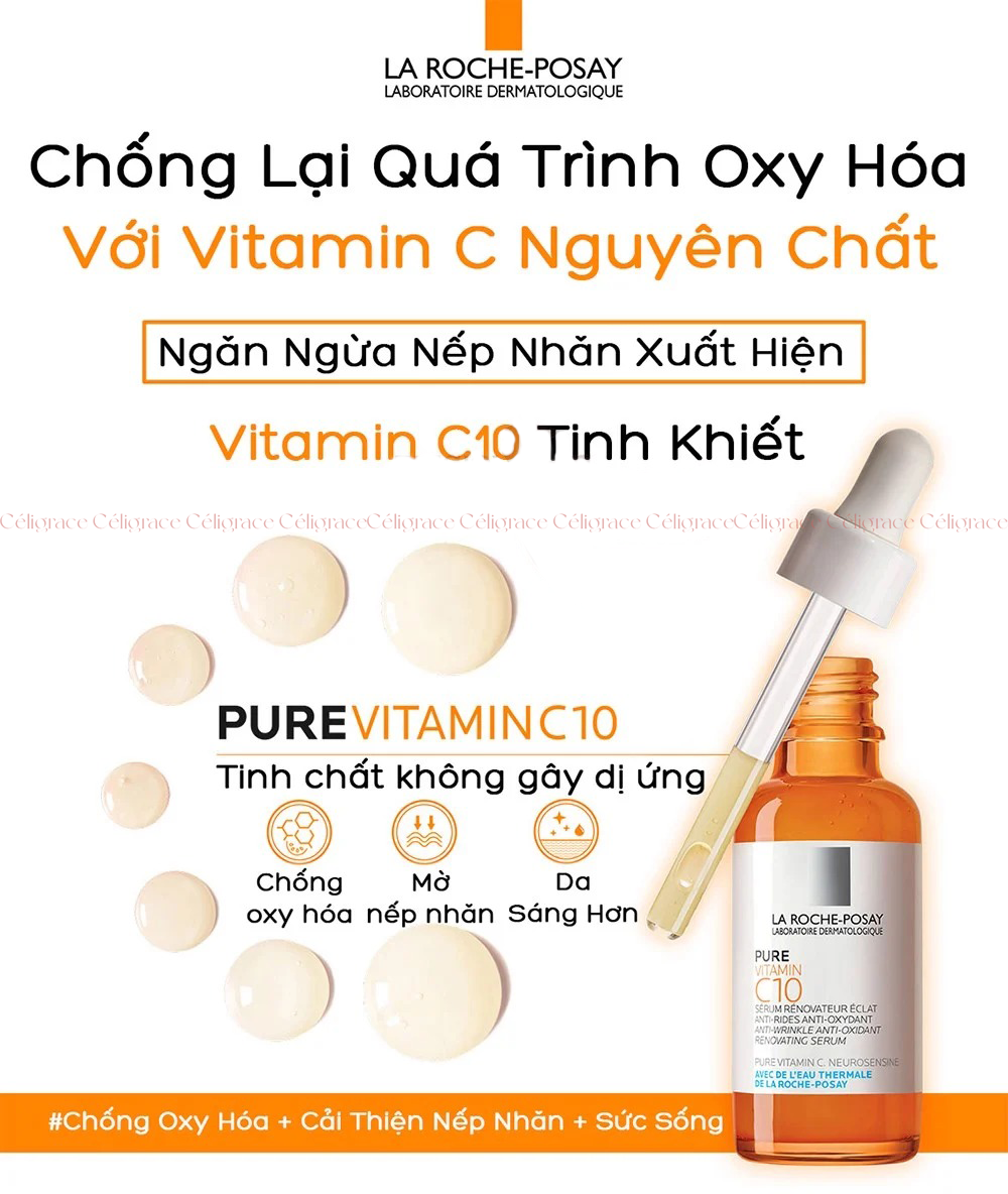 [CLESAL2401 - DATE 07/2024] Tinh Chất Làm Sáng Da Và Giảm Thâm Nám La Roche-Posay Redermic Pure Vitamin C10 Serum 30ml