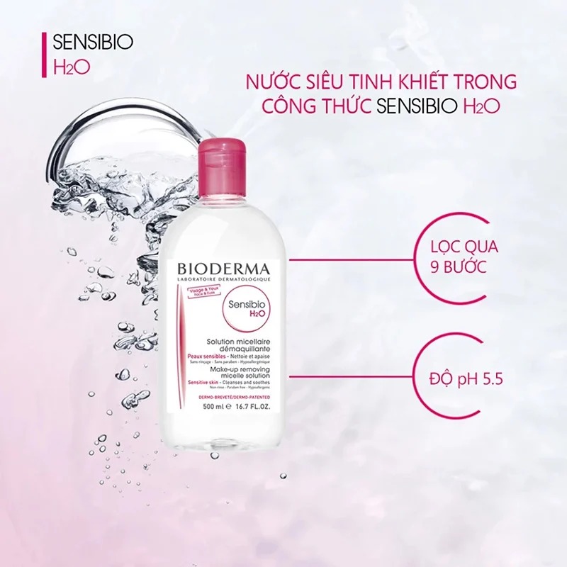 Nước Tẩy Trang Bioderma Dành Cho Da Nhạy Cảm Sensibio H2O (Nắp Hồng)