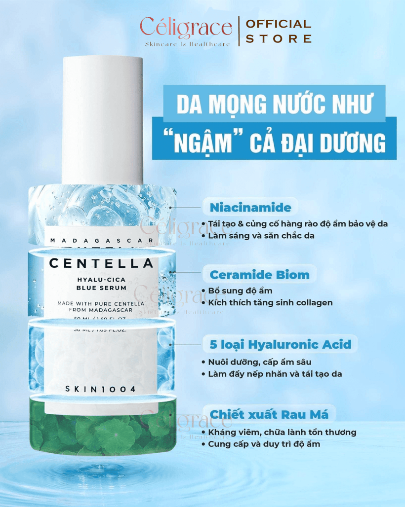 Tinh Chất Skin1004 Cấp Ẩm, Làm Dịu & Dưỡng Sáng Da Madagascar Centella Hyalu-Cica Blue 50ml (DATE 08/2025)