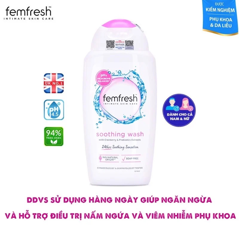 Dung Dịch Vệ Sinh Phụ Nữ Femfresh Cao Cấp Làm Dịu Da Soothing Wash 250ml (Hồng)