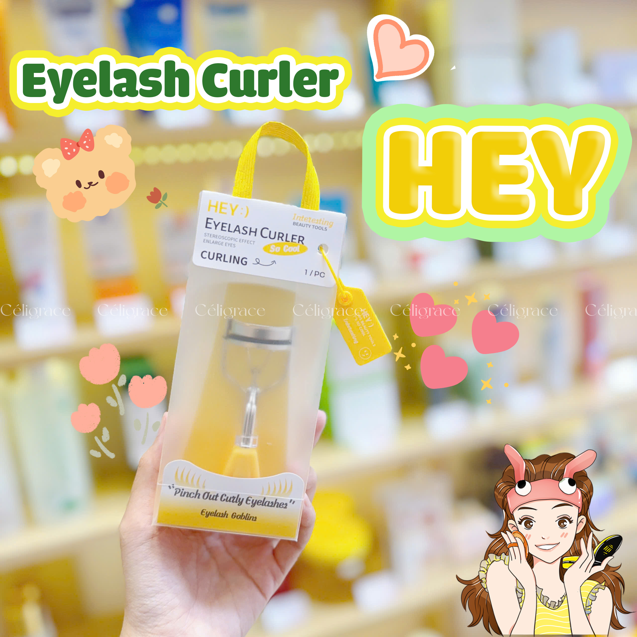 H-9022 - Bấm Mi HEY Cán Vàng Tiện Lợi Eyelash Curler 47g