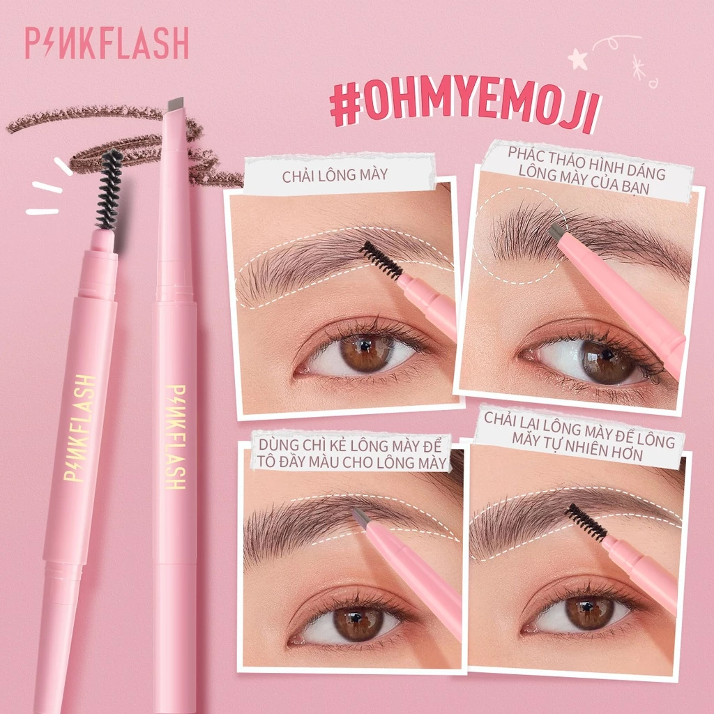 Chì Kẻ Lông Mày Chống Nước Giữ Màu Tích Hợp Đầu Cọ Chải Tiện Dụng PINKFLASH 0.2g