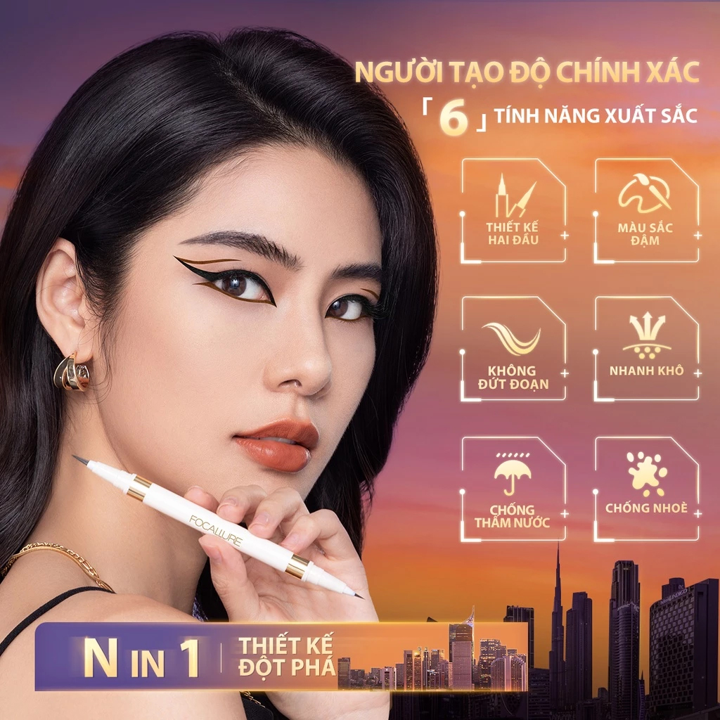 Bút Kẻ Mắt Dạng Lỏng 2 Đầu FOCALLURE Ultra-Skinny Liquid Eyeliner LL01