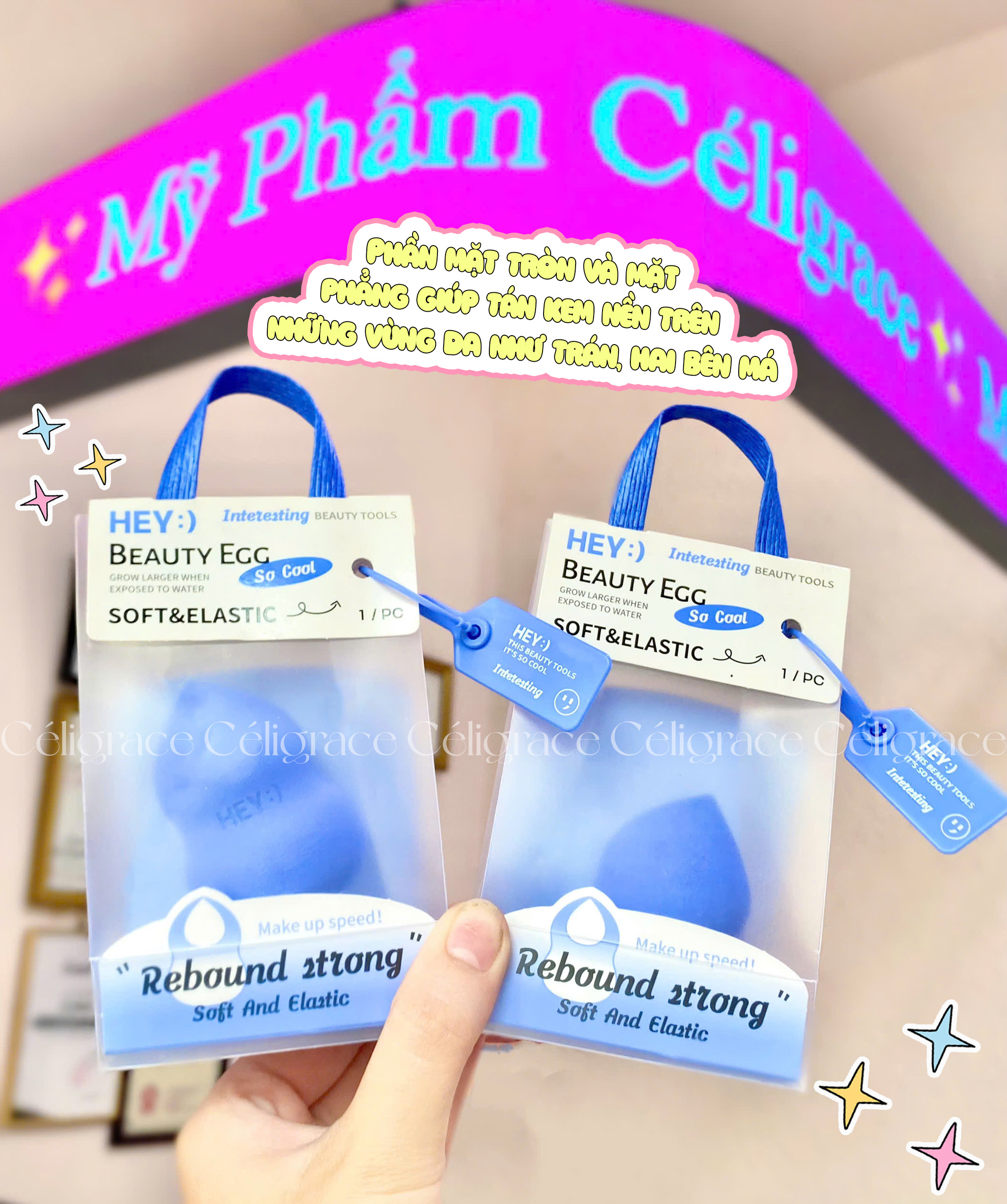 [HEY-KMHDP] H-9001 - Bông Mút Trang Điểm Nền HEY Beauty Egg Hình Hồ Lô Vạt Xéo 24g