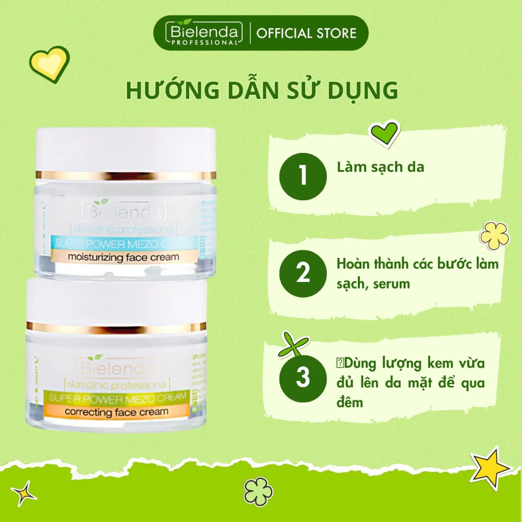 Kem Dưỡng Bielenda Dưỡng Trắng Mờ Thâm Super Power Mezo Correcting Face Cream 50ml