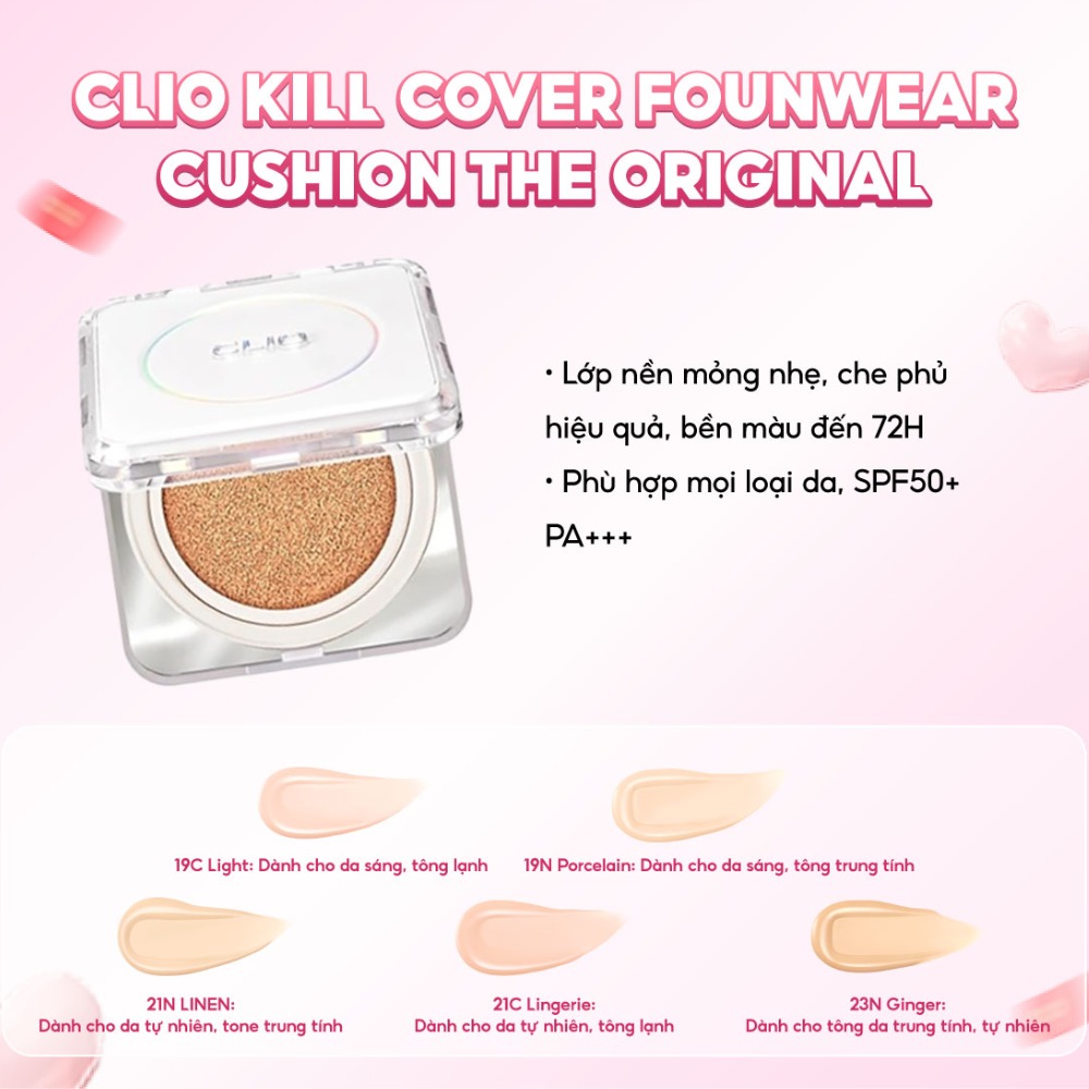 [Mới Nhất] Phấn Nước Clio Kill Cover Founwear Cushion The Original SPF 50 PA+++