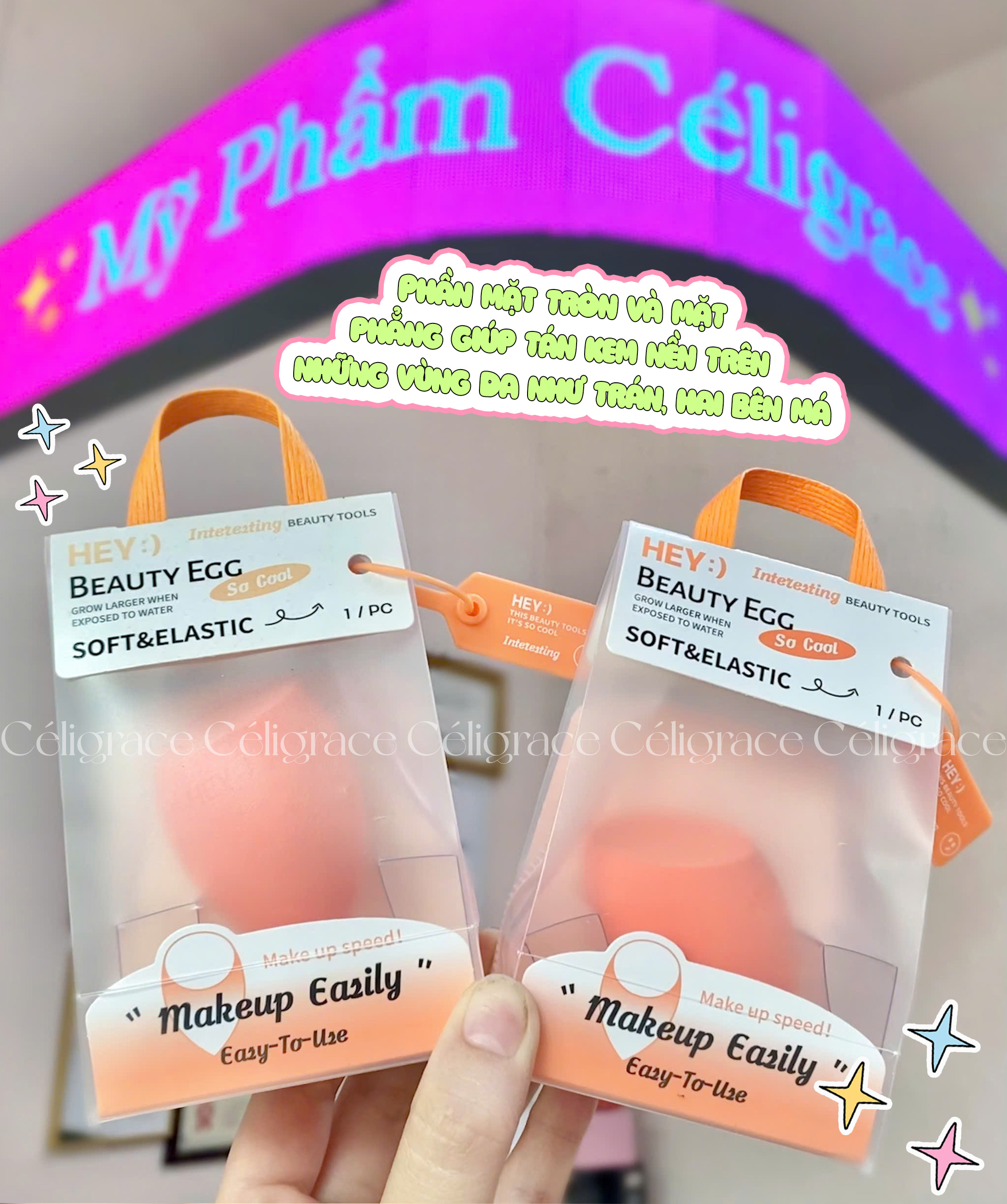 [HEY-KMHDP] H-9002 - Bông Mút Trang Điểm Nền HEY Beauty Egg Hình Giọt Nước Vạt Xéo 27g