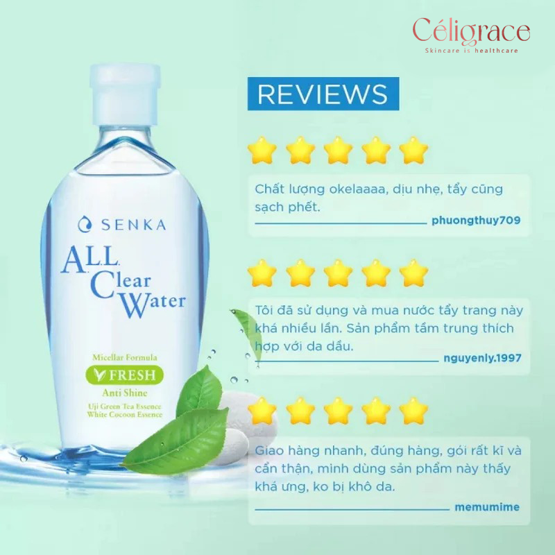 Nước Tẩy Trang Senka Ngừa Mụn, Kiểm Soát Nhờn All Clear Water Micellar Formula Fresh Anti Shine 230ml