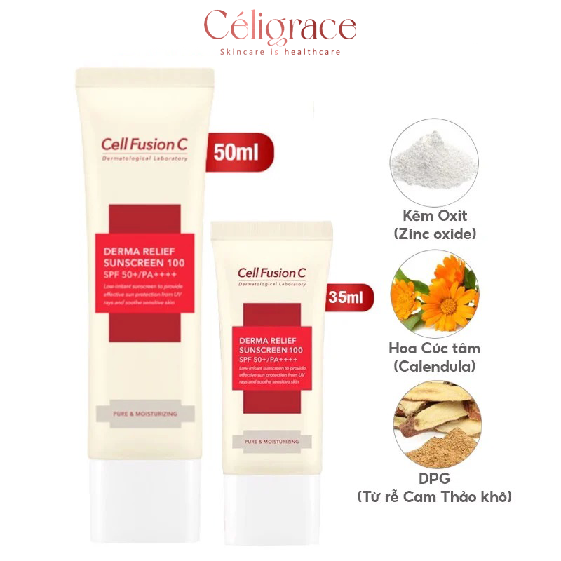 [SPECSAL24] Kem Chống Nắng Cell Fusion C Giúp Làm Dịu Tổn Thương Derma Relief Suncreen 100 SPF50++++