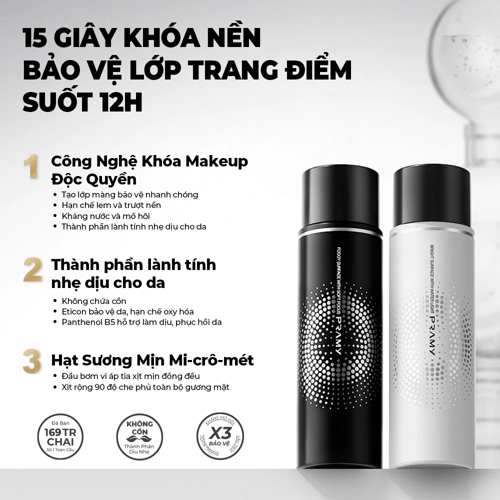 Xịt Khóa Nền PRAMY Kiềm Dầu, Dưỡng Ẩm Tiện Lợi Moisturizing Makeup