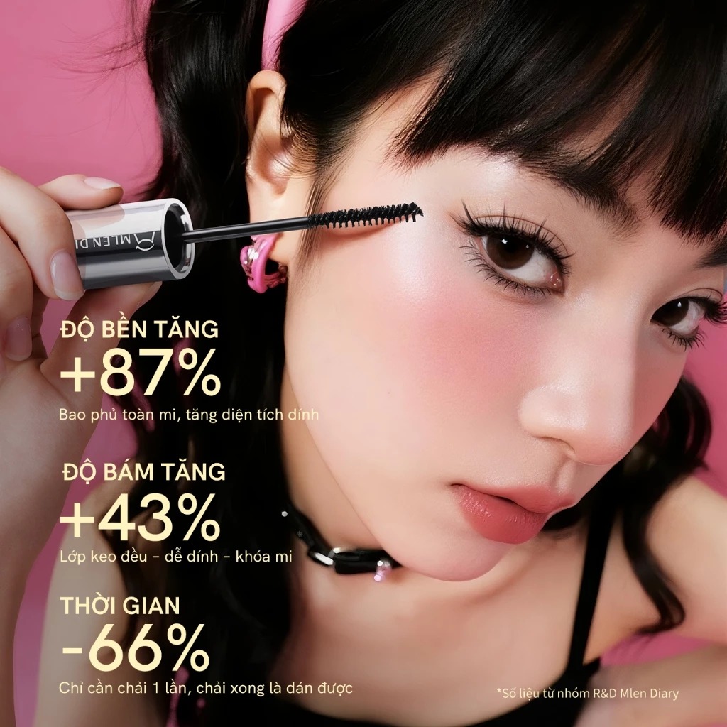 [Phiên Bản Mới] Mascara Keo Dán Mi 2 Đầu 4in1 Mlen Diary 8g - Màu Đen