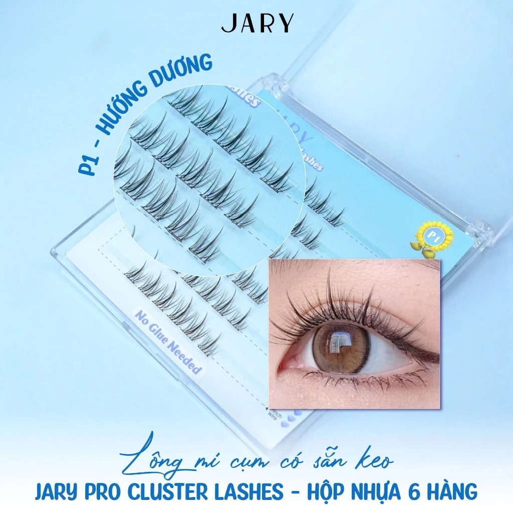 Lông Mi Cụm Có Sẵn Keo Jary Pro Cluster Lashes - Hộp Nhựa 6 Hàng (Không vỏ giấy)