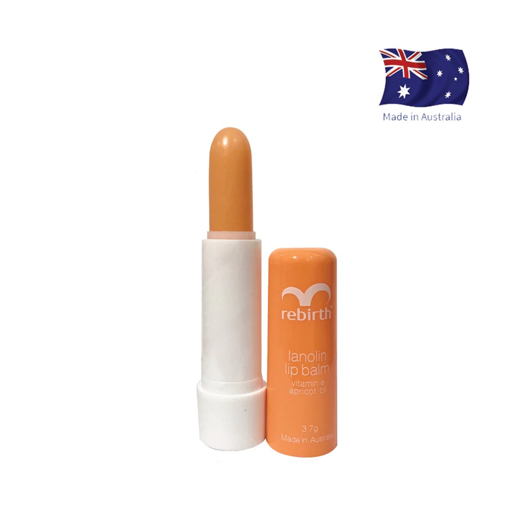 Son Dưỡng Môi Rebirth Nhau Thai Cừu Ngừa Khô Nứt Nẻ Lanolin Lip Balm Vitamin E & Apricot Oil RB14 3.7g
