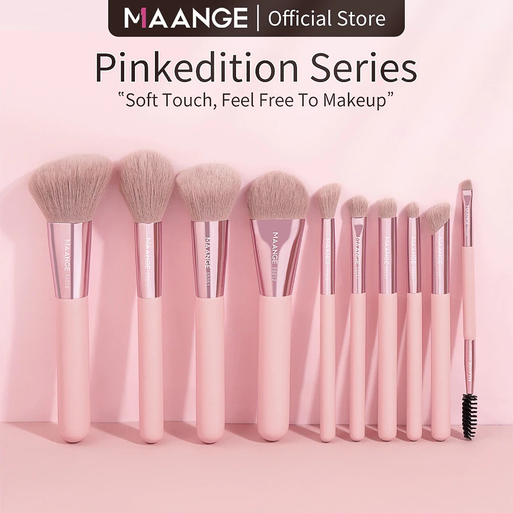 MAANGE - Bộ 10 Cọ Trang Điểm Pinkedition Kèm Hộp Giấy Đựng Cọ 55075