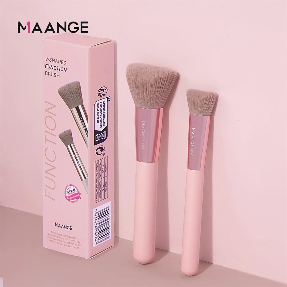 MAANGE - Bộ 2 Cọ Kem Nền/Tạo Khối/Che Khuyết Điểm Pink Edition 55070