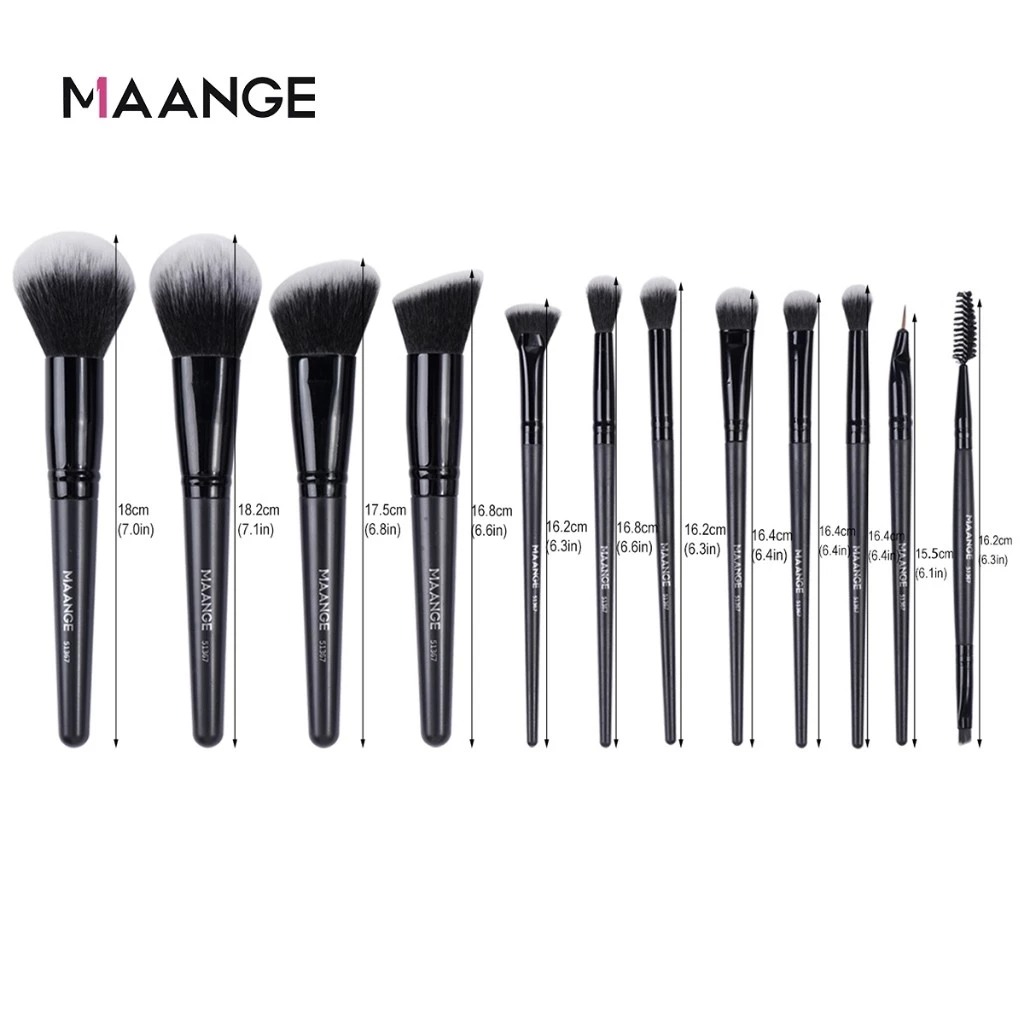 MAANGE - Bộ 12 Cọ Trang Điểm 51367 (Đen)