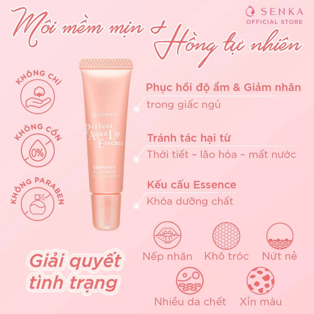 Tinh Chất Dưỡng Môi Senka Cấp Ẩm & Ngừa Khô, Nẻ Môi Perfect Aqua Lip Essence 10g
