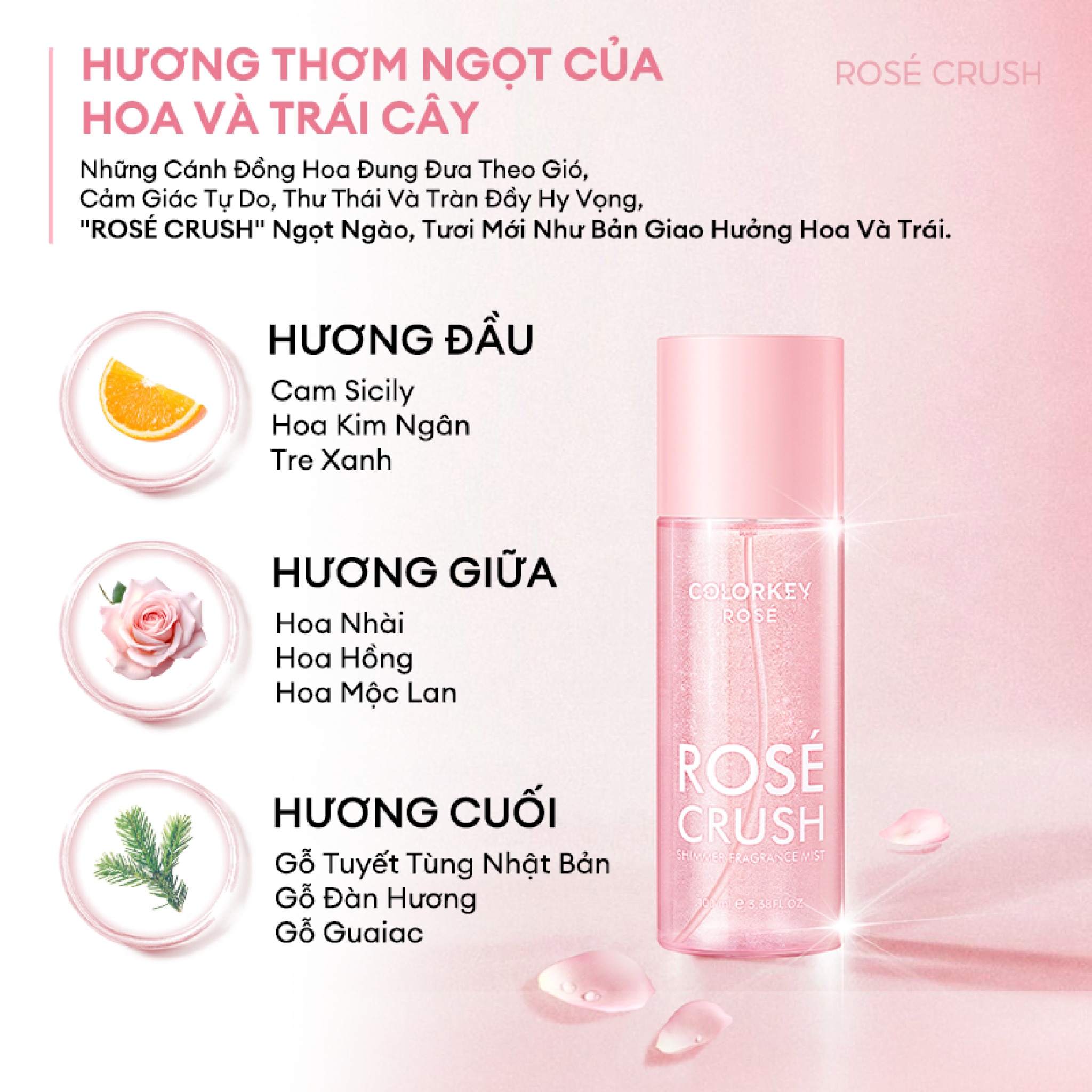 Xịt Thơm Toàn Thân Colorkey Rosé Shimmer Fragrance Mist 100ml