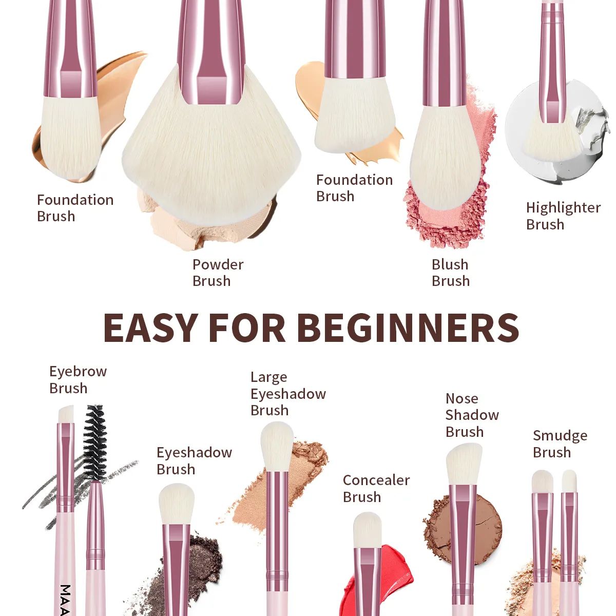 MAANGE - Bộ 11 Cọ Trang Điểm 52160 (Hồng)