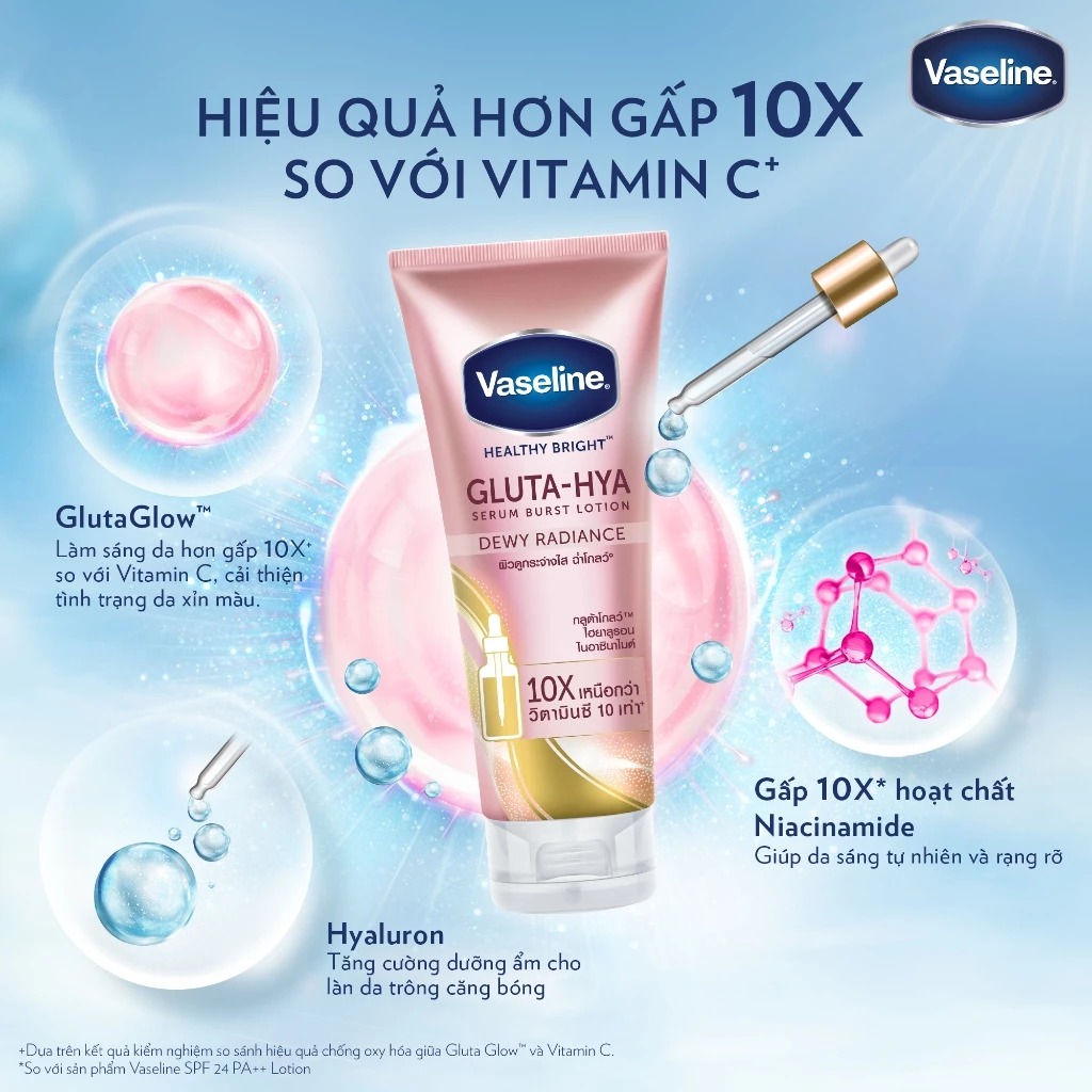 Serum Vaseline Gluta-Hya Dưỡng Da Sáng Mịn Sau 7 Ngày 330ml