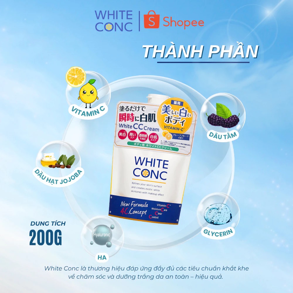 Kem Dưỡng Thể White Conc Làm Sáng Da Toàn Thân CC Cream 200g