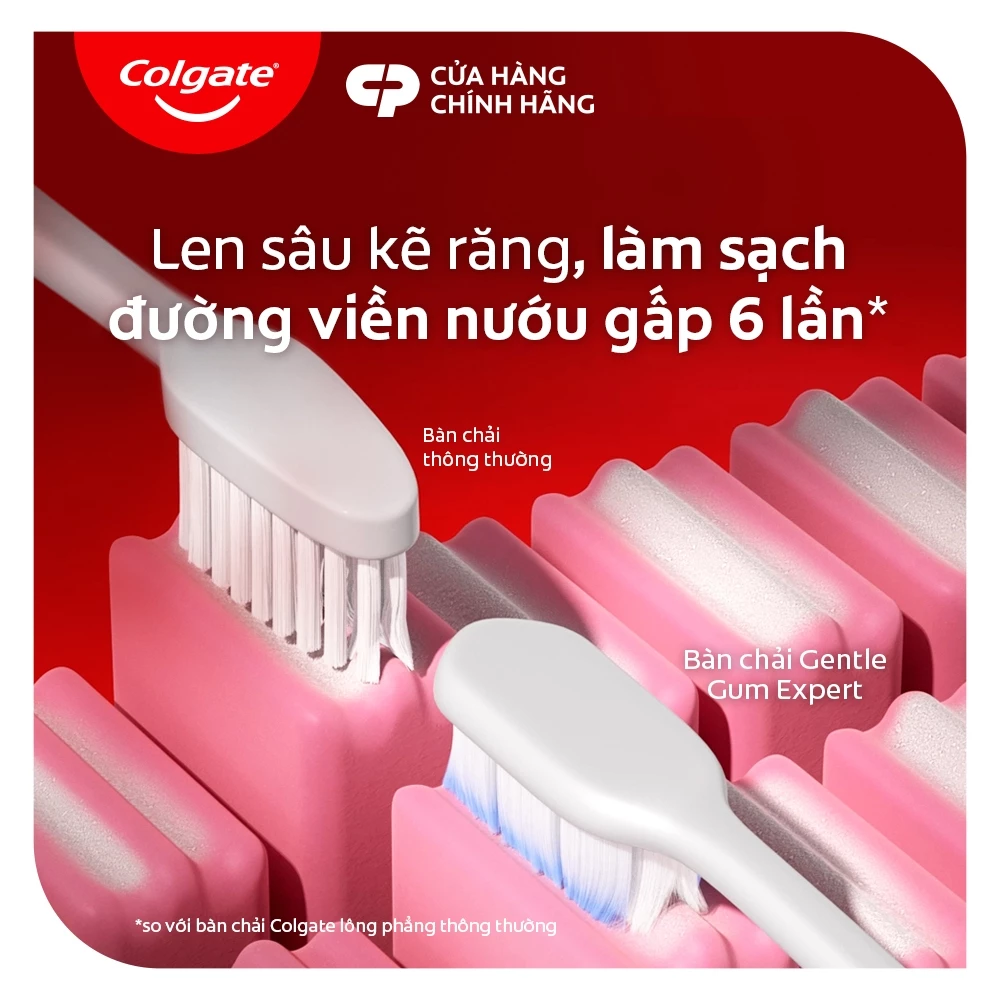 Bộ 2 Bàn chải COLGATE Gentle Gum Expert Lông Dày Siêu Mềm, Ôm Sát Nướu, Giảm Chảy Máu Nướu