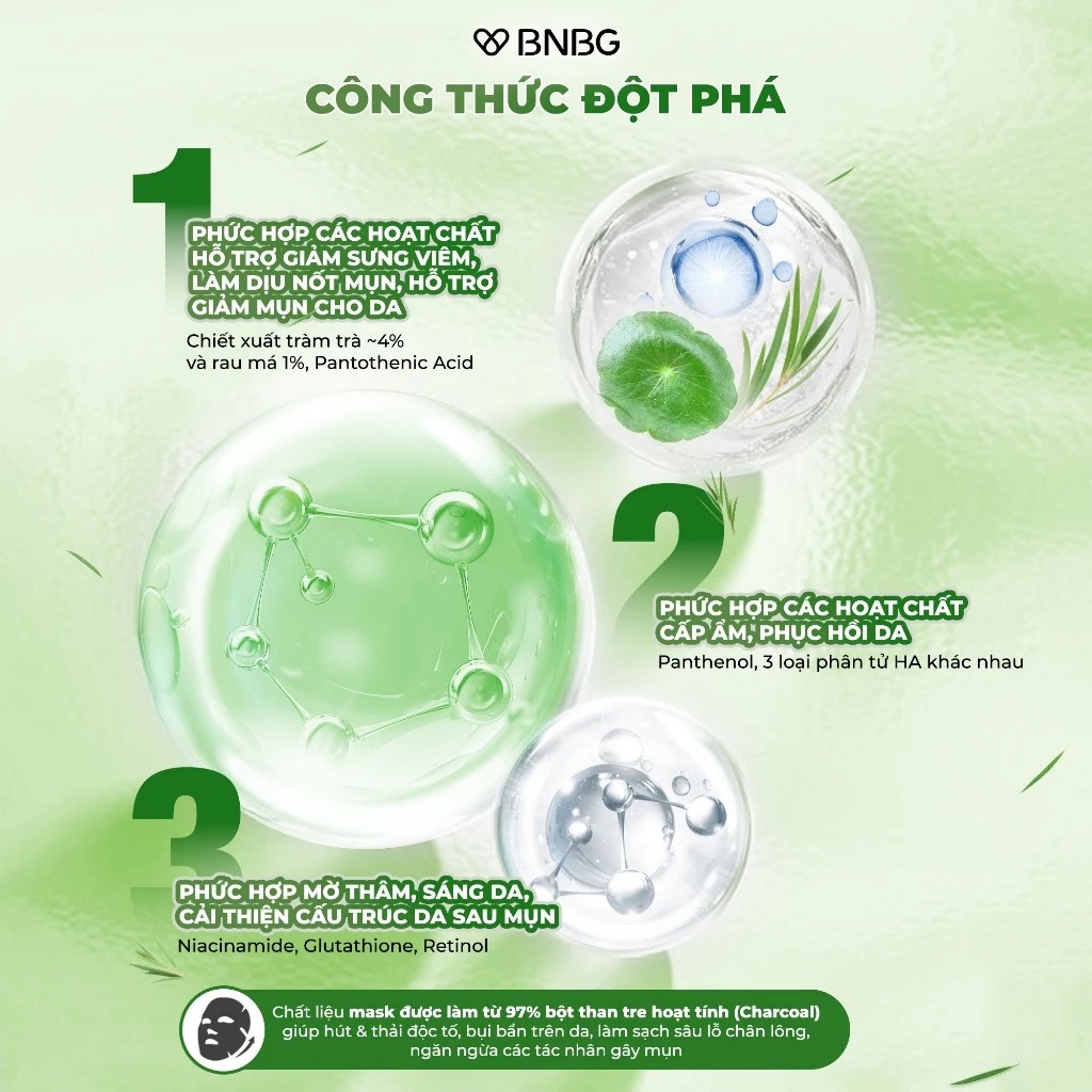 Mặt Nạ Miếng BNBG Thanh Lọc Da, Hỗ Trợ Giảm Mụn Chiết Xuất Tràm Trà Vita Tea Tree Healing Face Mask Pack 30ml