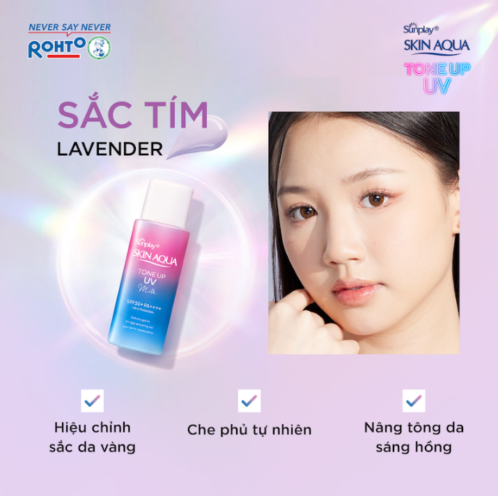 Sữa Chống Nắng Sunplay SKIN AQUA Hiệu Chỉnh Sắc Da Tone Up UV Milk Lavender SPF50+/PA++++ 50g (Tím-Chai)