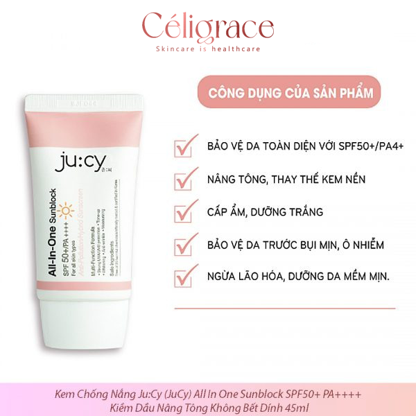 [Tuýp Mới 50ml] Kem Chống Nắng Ju:cy Nâng Tone All-In-One Sunblock SPF50+ PA++++
