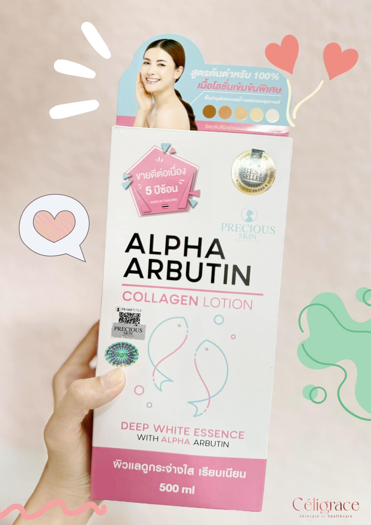 Sữa Dưỡng Thể Precious Skin Alpha Arbutin Dưỡng Trắng Da 3 Plus + Collagen 500ml