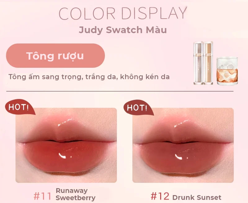 Son Tint Bóng JUDYDOLL Iced Tea Watery Lip Gloss 2.4g