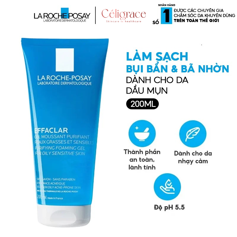 Gel Rửa Mặt La Roche-Posay Dành Cho Da Dầu, Nhạy Cảm Effaclar Purifying Foaming Gel For Oily Sensitive Skin