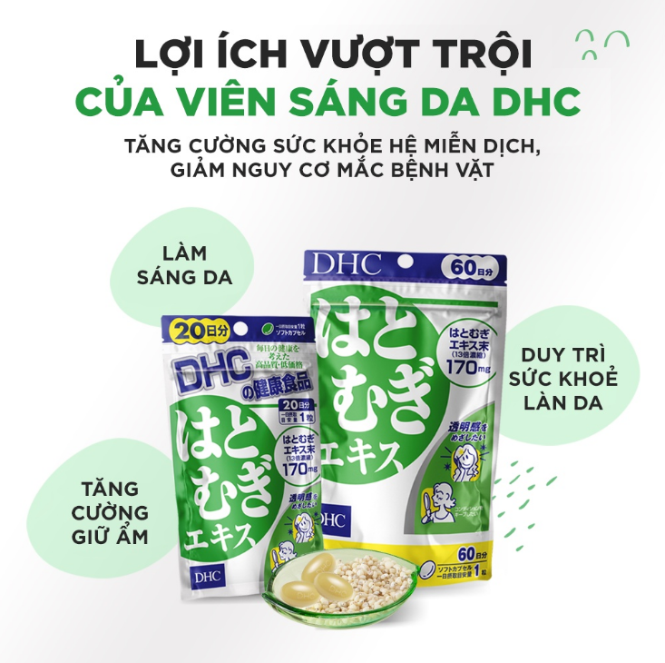 Viên Uống DHC Trắng Da Từ Bột Ý Dĩ Adlay Extract (30 Viên/30 Ngày) - Dạng Túi