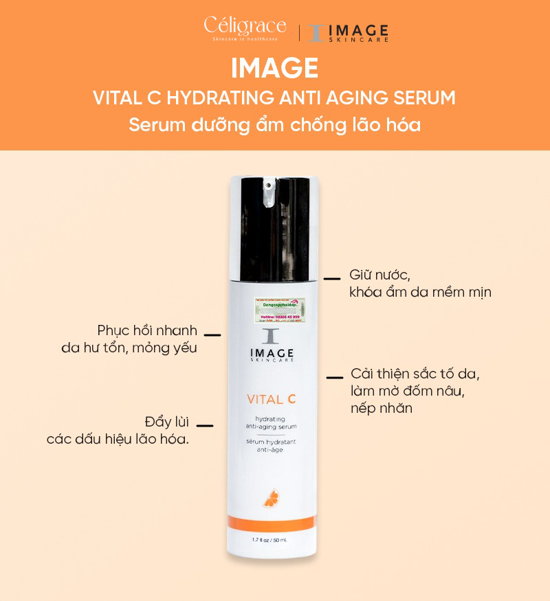 [SPECSAL24] Serum IMAGE Dưỡng Ẩm Chống Oxy Hóa Vital C Hydrating Anti-Aging Serum 50ml
