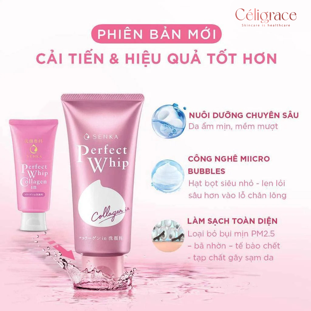 Sữa Rửa Mặt Senka Tạo Bọt Bổ Sung Collagen Perfect Whip Collagen In 120g