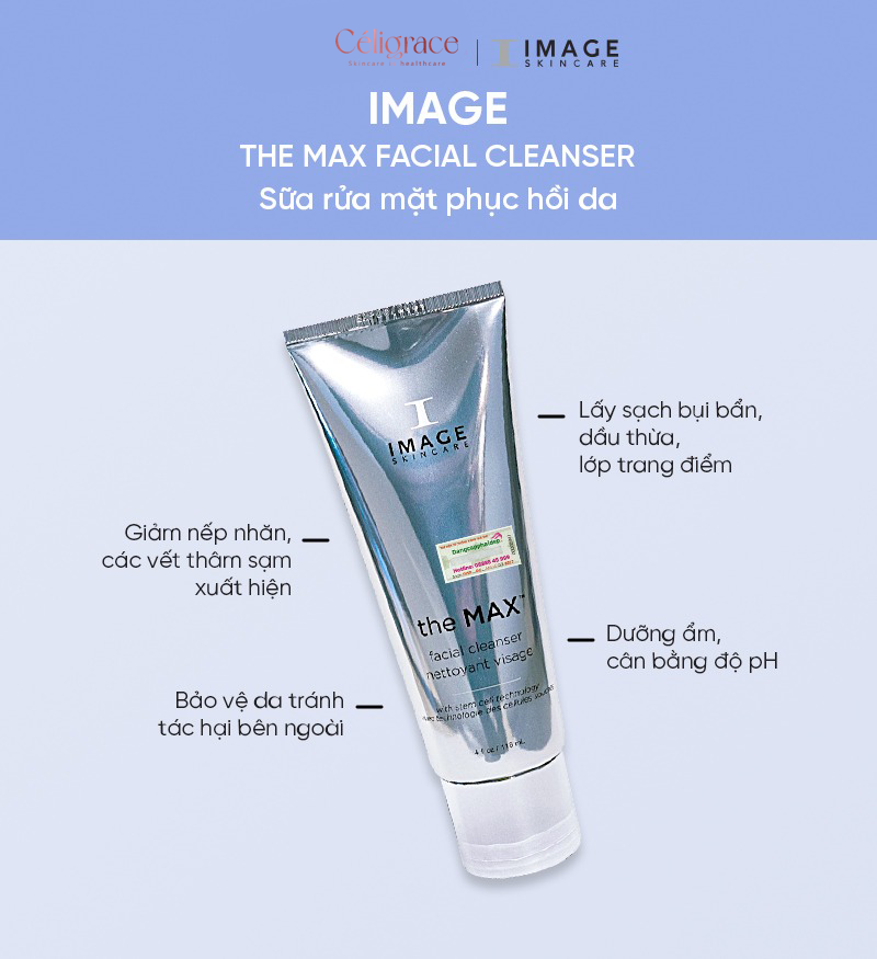 [CLESAL2401 - DATE 07/2024] Sửa Rửa Mặt IMAGE Dưỡng Và Phục Hồi Da Hư Tổn The Max Stem Cell Facial Cleanser 118ml