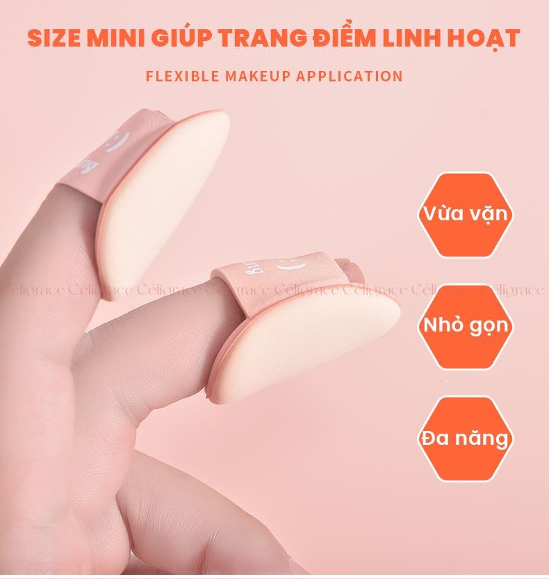 H-9067 - Hộp Set 4 Bông Phấn HEY Kèm Giỏ Đựng Xinh Xắn (Cam)