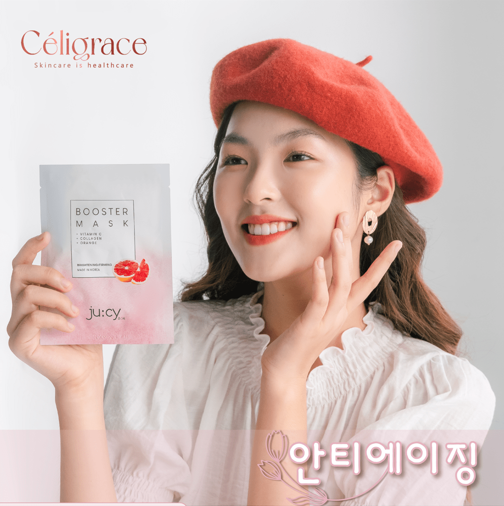 Mặt Nạ Ju:cy Dưỡng Trắng Booster Mask 25g (Hồng)