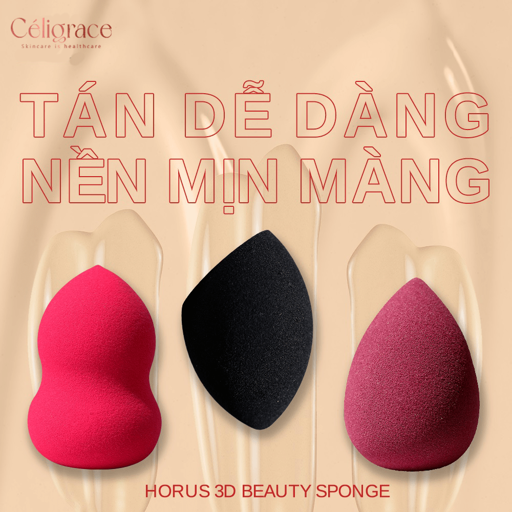 Mút Trang Điểm Horus 3D Beauty Sponge Hình Giọt Nước Màu Đỏ (Ip04)