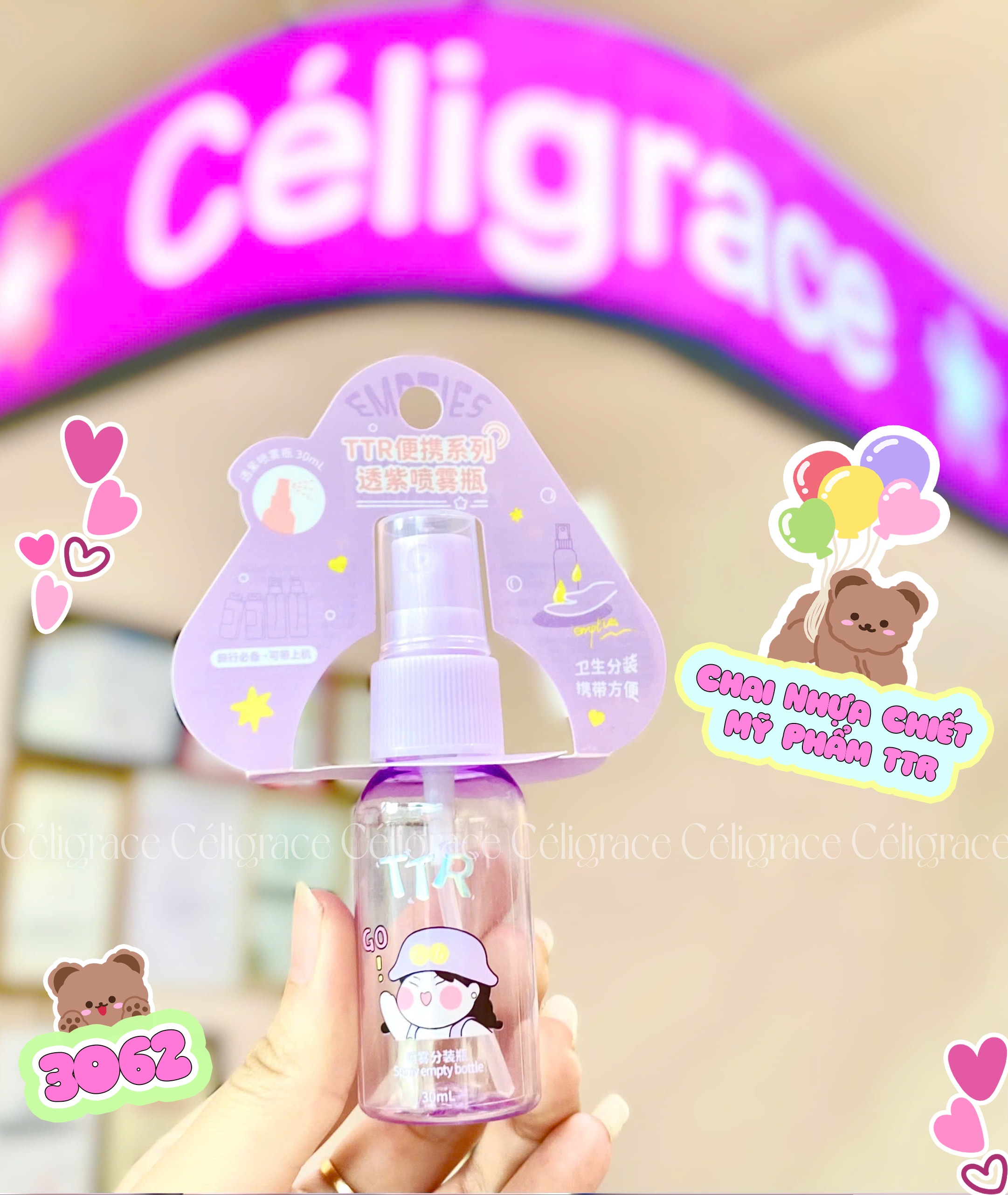 [1 CHAI] Chai Nhựa Chiết Mỹ Phẩm Tiện Lợi TTR Đầu Xịt Phun Sương (Có Nắp Đậy)