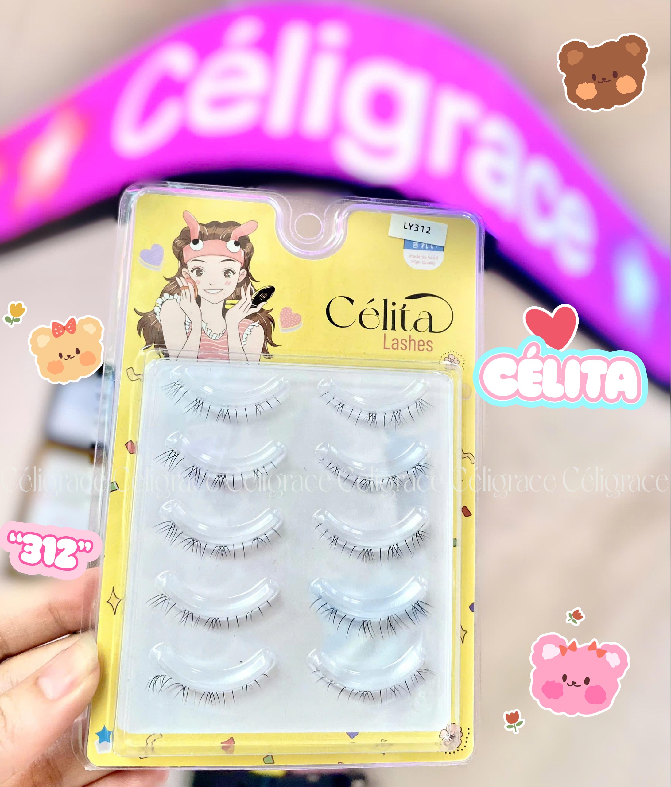 [TẶNG 10 NHẪN ĐỰNG KEO] [MI DƯỚI - 5 CẶP] Mi Giả CÉLITA Gân Trong Tự Nhiên & Mềm Mại