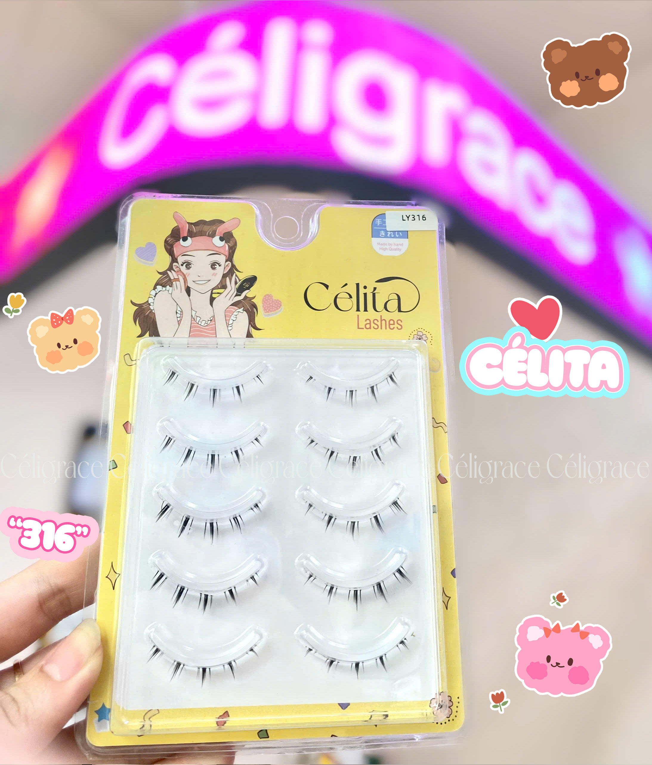 [TẶNG 10 NHẪN ĐỰNG KEO] [MI DƯỚI - 5 CẶP] Mi Giả CÉLITA Gân Trong Tự Nhiên & Mềm Mại