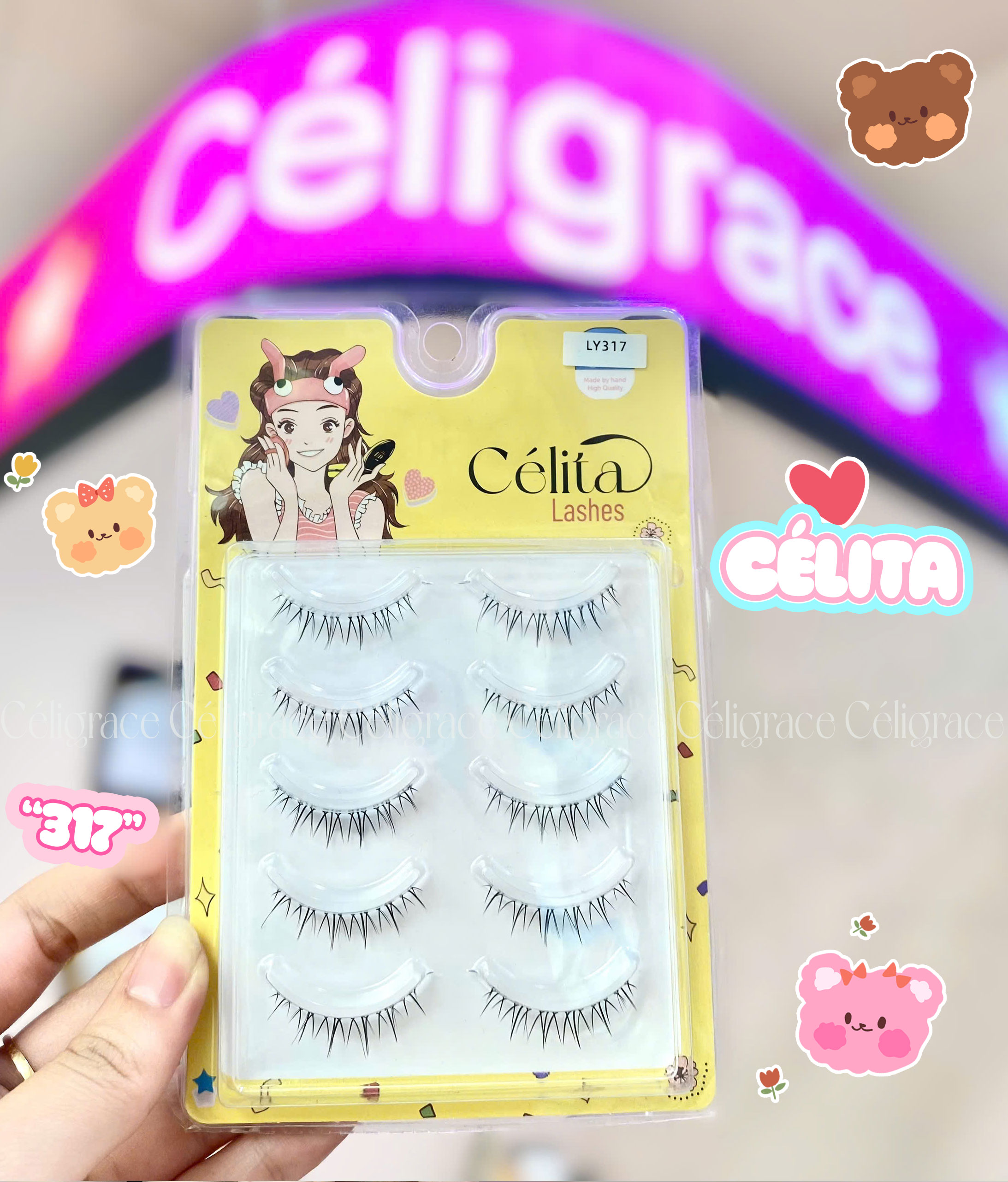 [TẶNG 10 NHẪN ĐỰNG KEO] [MI DƯỚI - 5 CẶP] Mi Giả CÉLITA Gân Trong Tự Nhiên & Mềm Mại