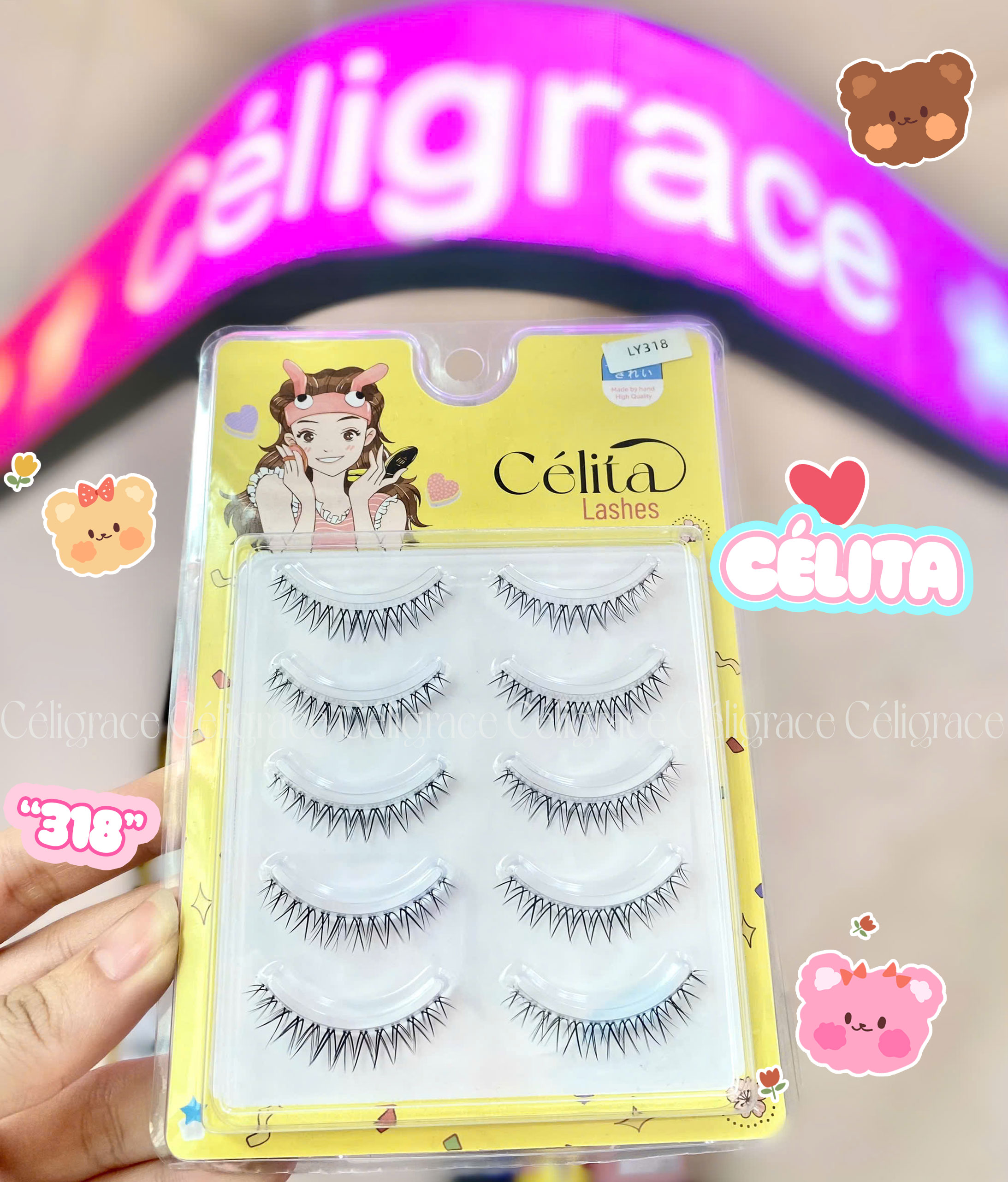 [TẶNG 10 NHẪN ĐỰNG KEO] [MI DƯỚI - 5 CẶP] Mi Giả CÉLITA Gân Trong Tự Nhiên & Mềm Mại